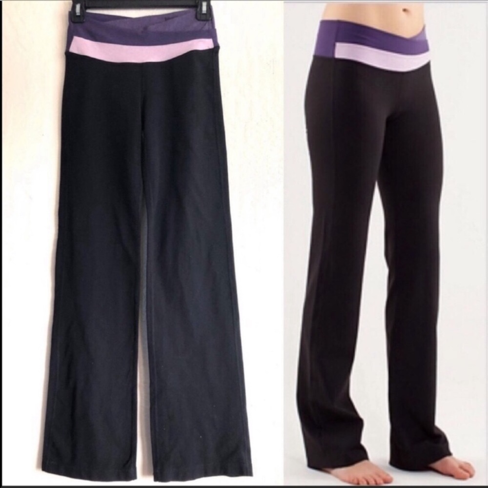 Lululemon Astro Pants size 4 in black with purple and lilac / pink waist